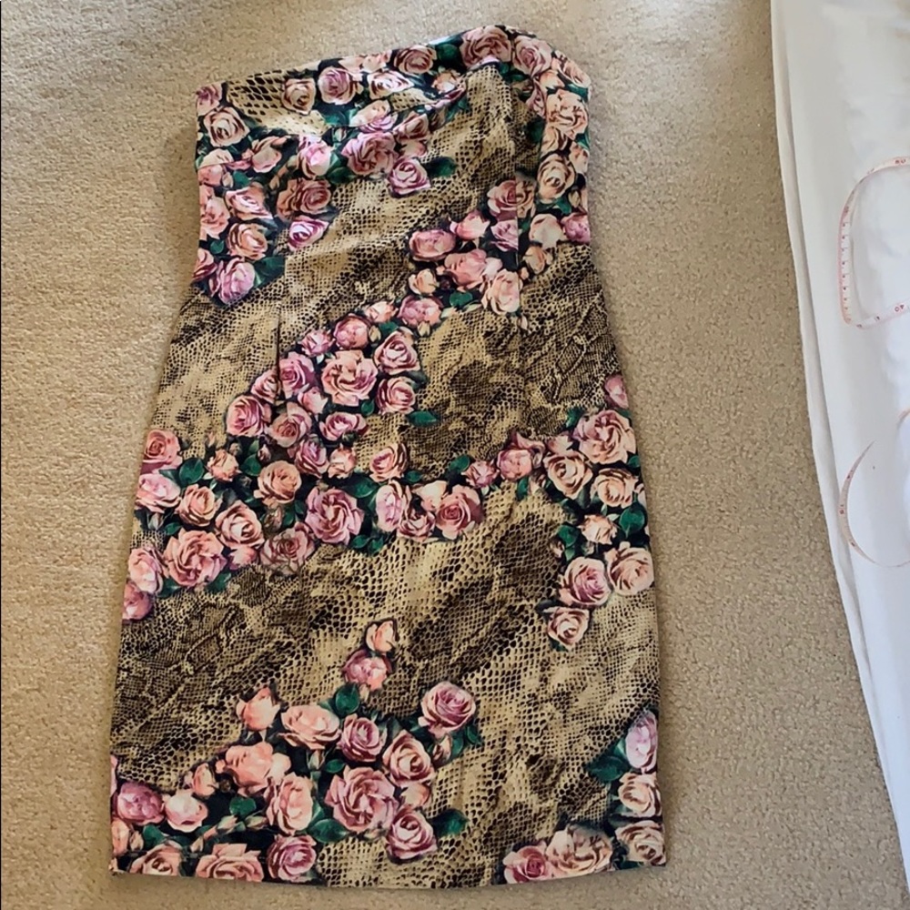 Vintage Minouche snakeskin rose print dress Sz 2